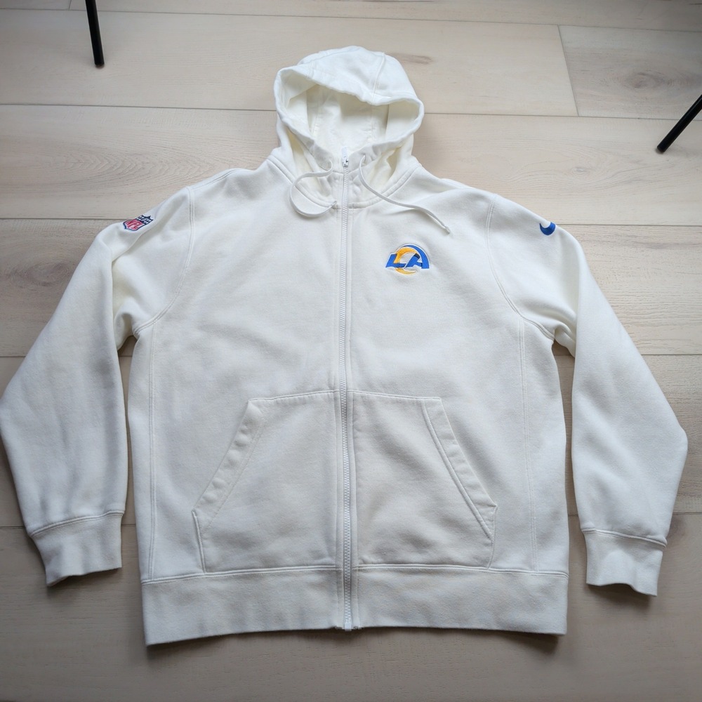 Nike Coach Issued Los Angeles Rams NFL Full Zip Hoodie White Mens L Eric Yarber
